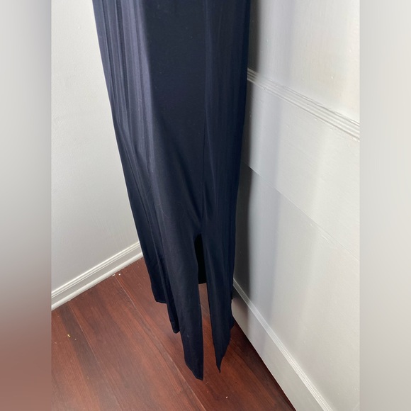 Michael Kors Midnight Blue Maxi Dress with Gold Buttons missing string belt - Picture 4 of 8